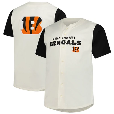 Men's Big & Tall Fanatics  Cream Cincinnati Bengals Vintage Short Sleeve Button-Down Top