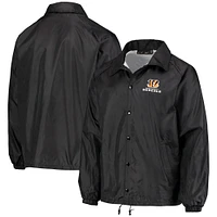 Veste coupe-vent raglan classique à boutons-pression pour hommes des Cincinnati Bengals Coaches noire