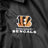 Veste coupe-vent raglan classique à boutons-pression pour hommes des Cincinnati Bengals Coaches noire