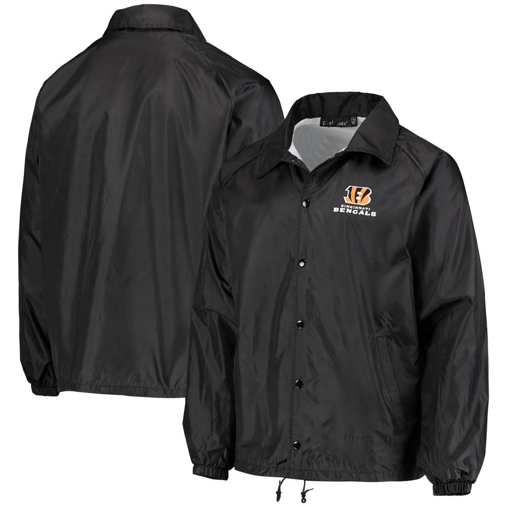 Men's Black Cincinnati Bengals Coaches Classic Raglan Full-Snap Windbreaker Jacket