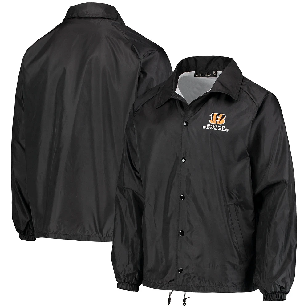 Veste coupe-vent raglan classique à boutons-pression pour hommes des Cincinnati Bengals Coaches noire