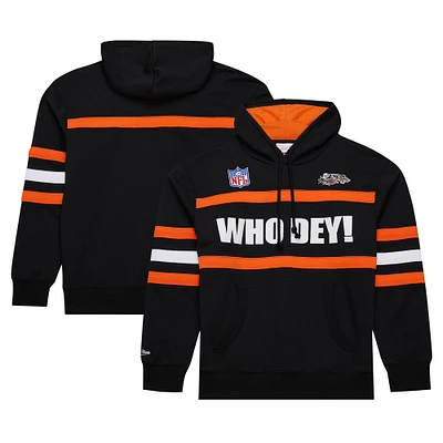 Men's  Black Cincinnati Bengals Vintage Logo Head Coach Fleece Pullover Hoodie