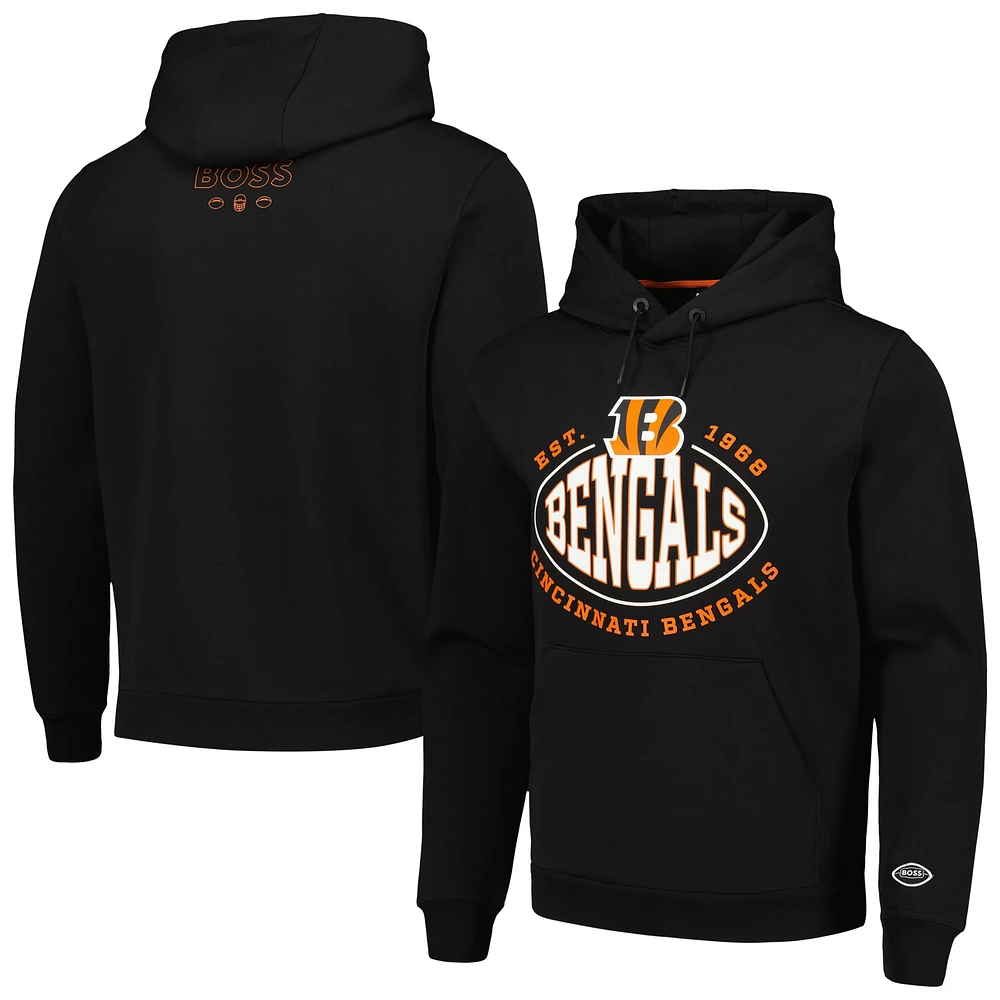 Men's BOSS X NFL Black Cincinnati Bengals Touchback Pullover Hoodie