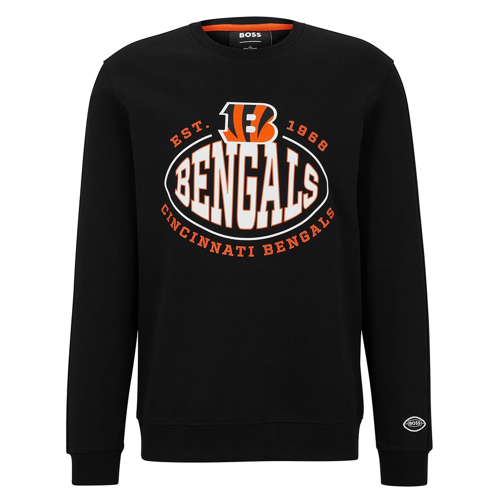 Men's BOSS X NFL  Black Cincinnati Bengals Tri-Blend Pullover Sweatshirt