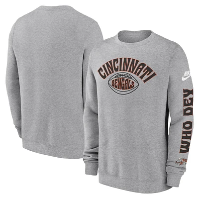 Men's Cincinnati Bengals  Nike Charcoal Rewind Club Pullover Sweatshirt