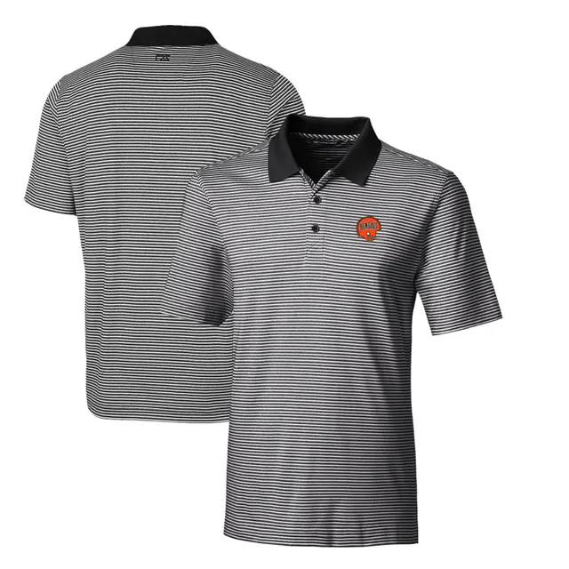 Men's Cutter & Buck Black Cincinnati Bengals Advantage Tri-Blend Pique Long Sleeve Throwback Polo