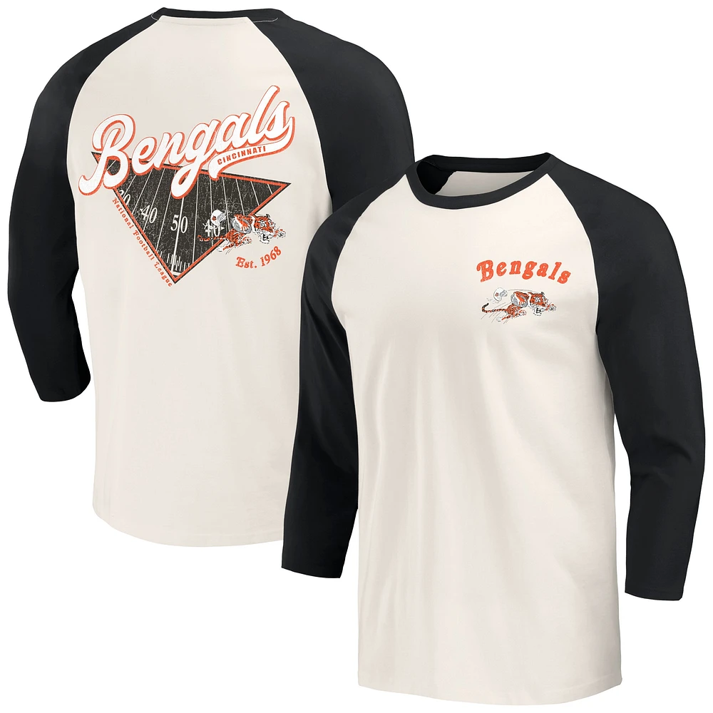 T-shirt à manches 3/4 raglan noir/blanc pour homme de la collection Darius Rucker Fanatics des Bengals Cincinnati