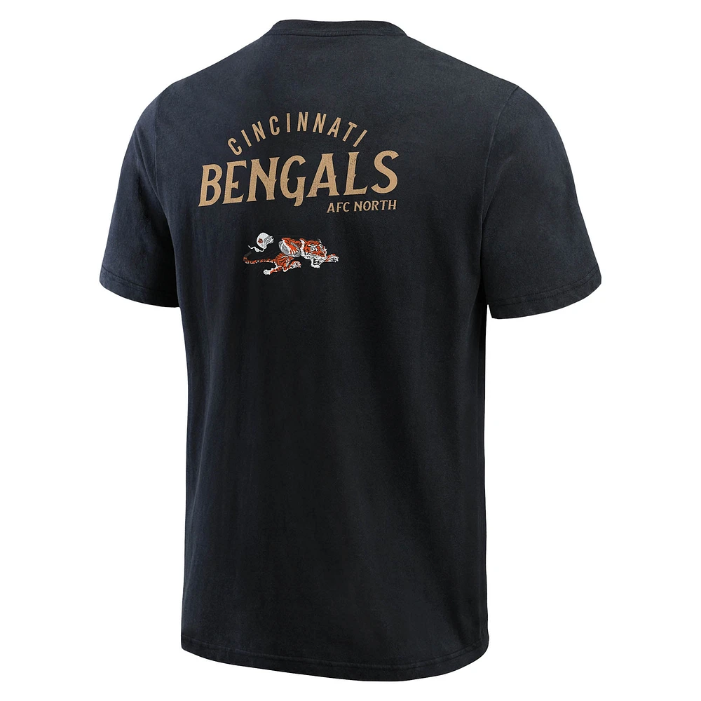 T-shirt Henley délavé noir pour homme de la collection Darius Rucker Fanatics des Bengals Cincinnati