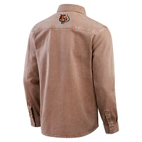 Men's Darius Rucker Collection by Fanatics Brown Cincinnati Bengals Garment Dyed Long Sleeve Full Snap Shirt