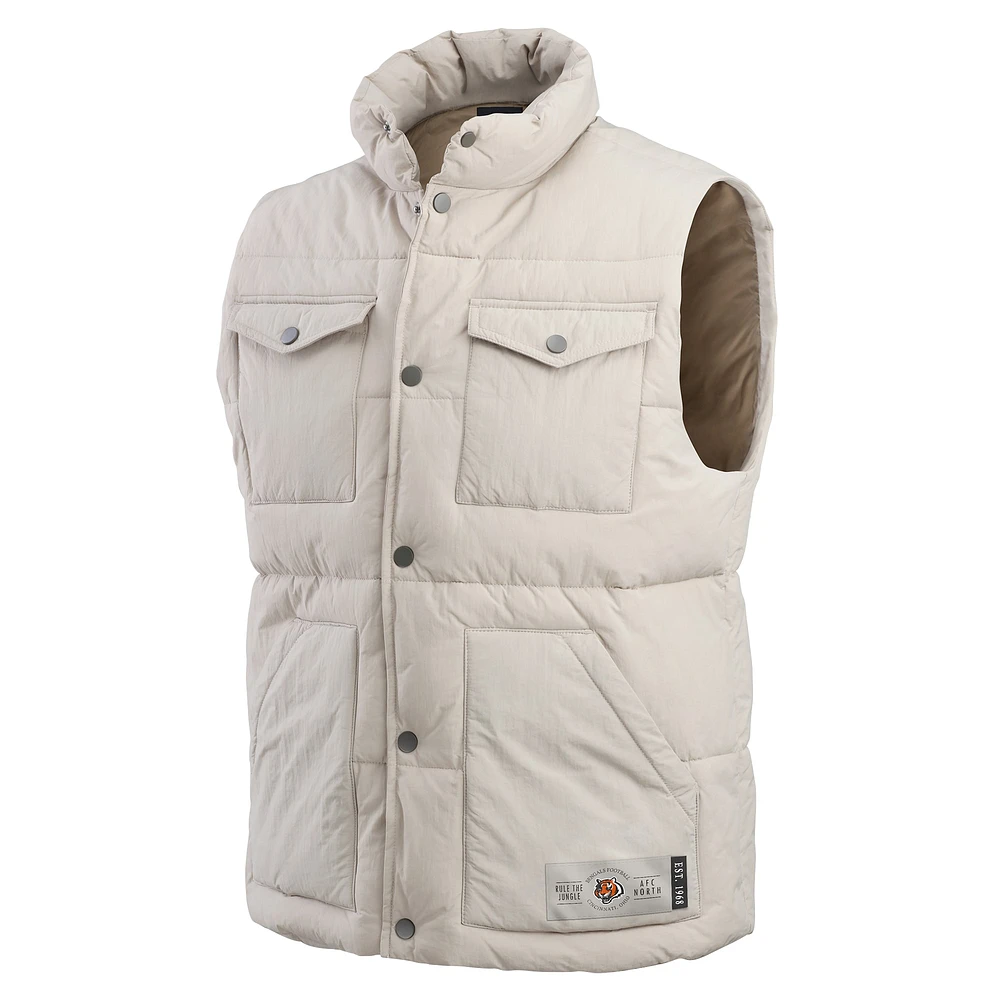 Men's Darius Rucker Collection by Fanatics Cream Cincinnati Bengals Puffer Full-Snap Vest