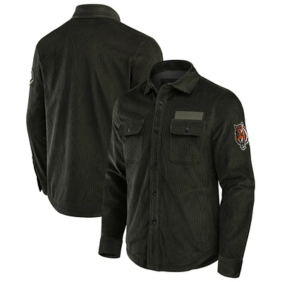 Men's Darius Rucker Collection by Fanatics Dark Green Cincinnati Bengals Corduroy Full-Button Shacket