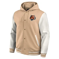 Men's Darius Rucker Collection by Fanatics Tan Cincinnati Bengals Baseball Full-Snap Tri-Blend Hoodie Jacket