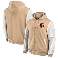 Men's Darius Rucker Collection by Fanatics Tan Cincinnati Bengals Baseball Full-Snap Tri-Blend Hoodie Jacket