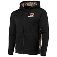 Dunbrooke Black/Realtree Camo Cincinnati Bengals Decoy Tech Fleece Sweat à capuche entièrement zippé pour homme