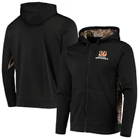 Dunbrooke Black/Realtree Camo Cincinnati Bengals Decoy Tech Fleece Sweat à capuche entièrement zippé pour homme