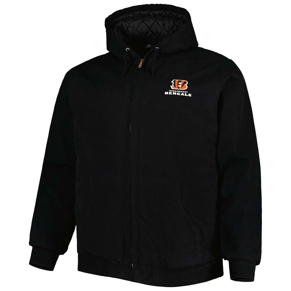 Men's Dunbrooke Black Cincinnati Bengals Big & Tall Dakota Canvas Hoodie Full-Zip Jacket