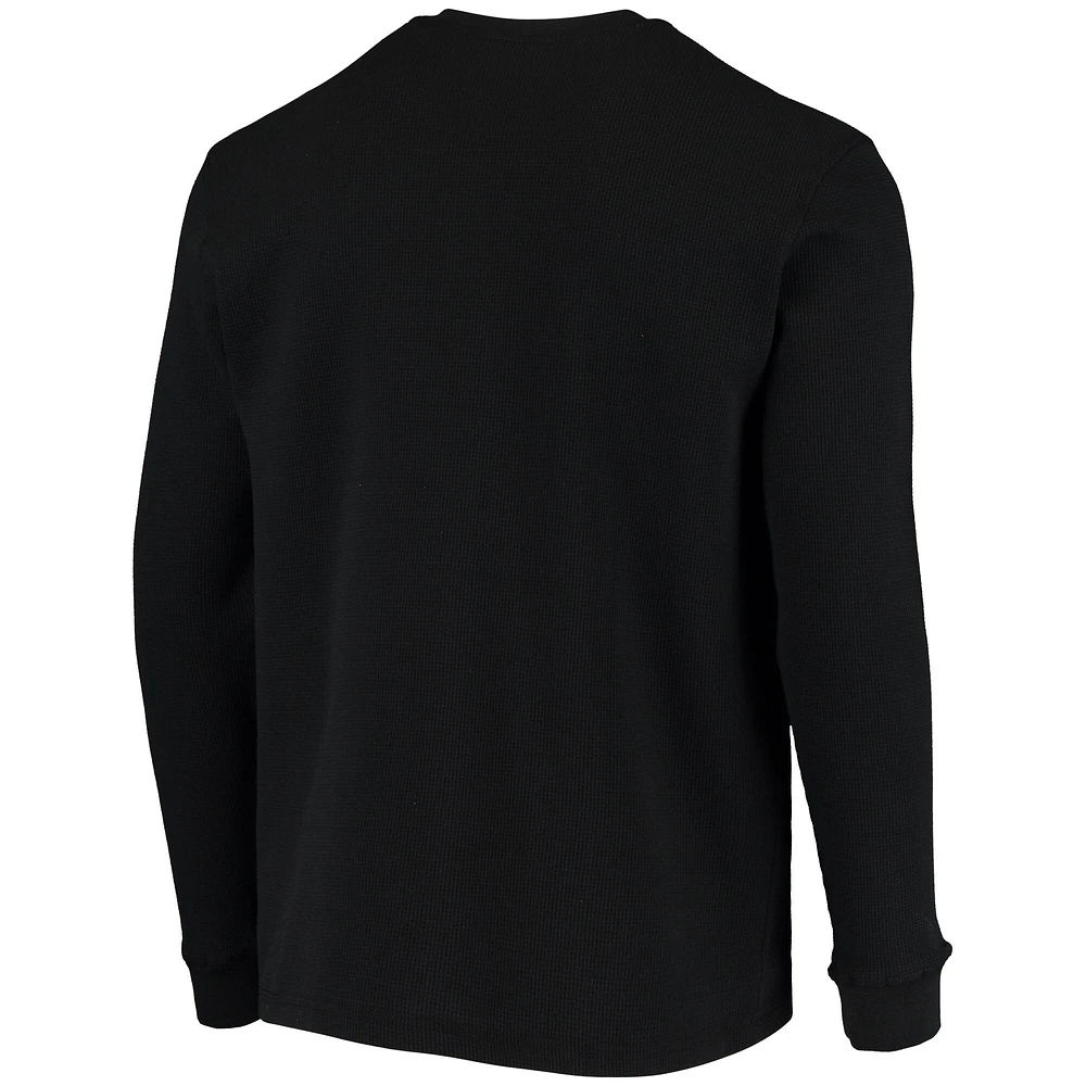 Men's Dunbrooke Black Cincinnati Bengals Logo Maverick Thermal Henley Long Sleeve T-Shirt