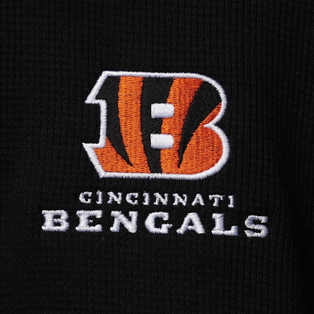 Men's Dunbrooke Black Cincinnati Bengals Logo Maverick Thermal Henley Long Sleeve T-Shirt