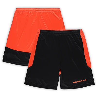 Short de lancement Fanatics noir/orange pour homme Cincinnati Bengals Big & Tall