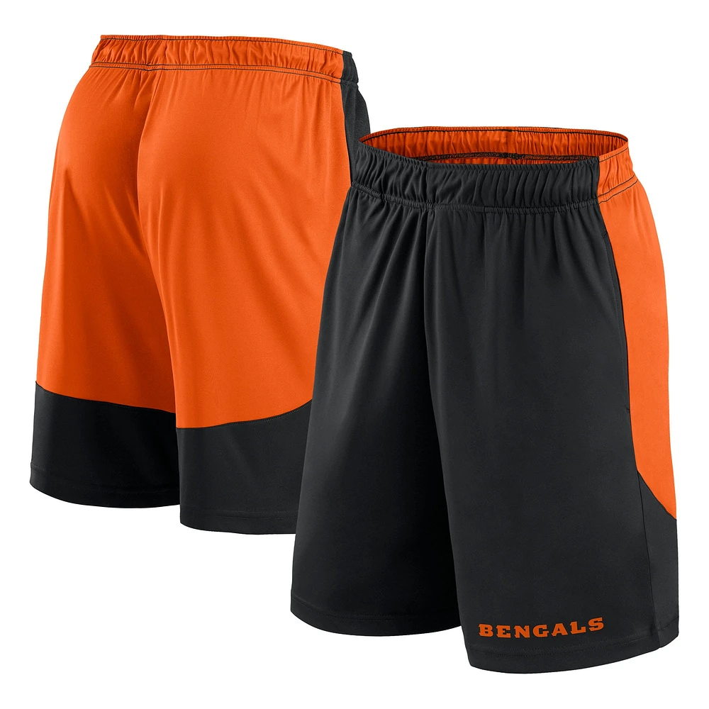 Short de lancement Fanatics noir/orange pour homme des Bengals Cincinnati