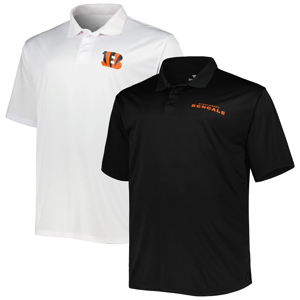 Men's Fanatics Black/White Cincinnati Bengals Solid Two-Pack Polo Set