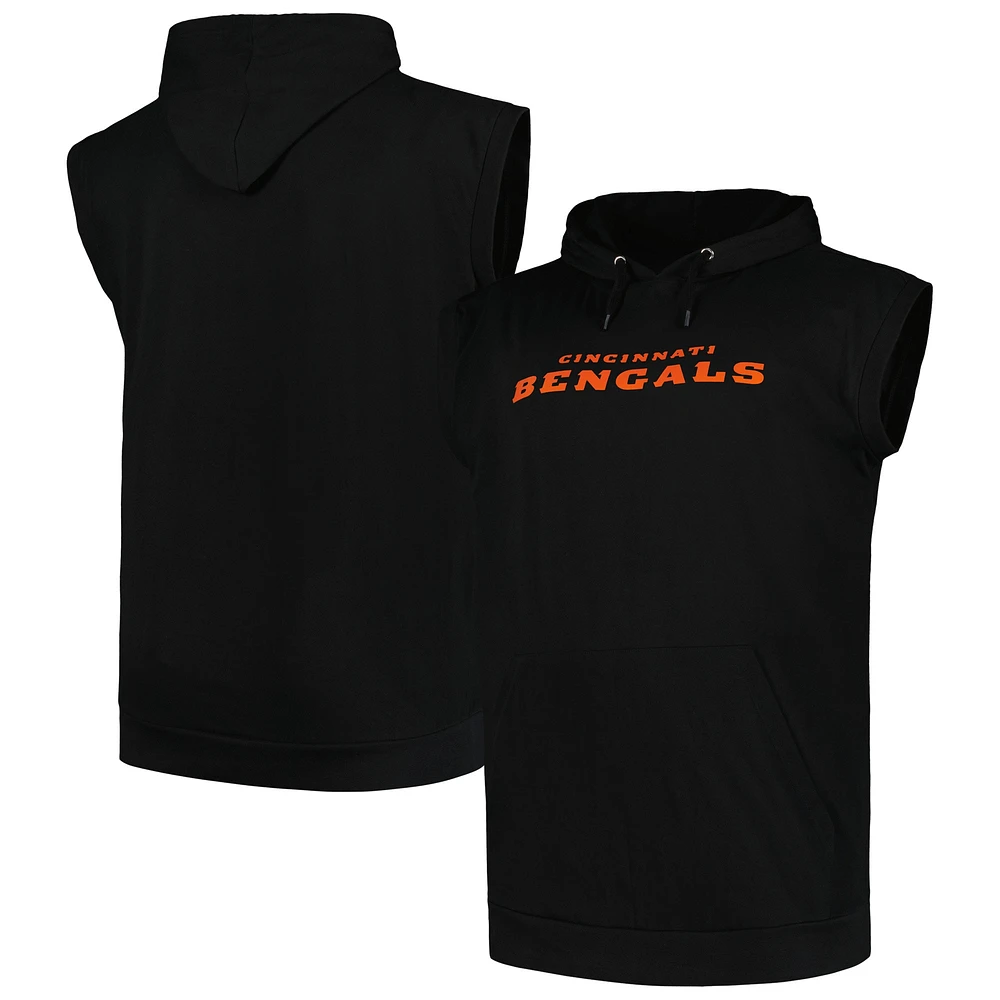 T-shirt sans manches à capuche musclé Big & Tall Fanatics pour hommes, noir, Cincinnati Bengals