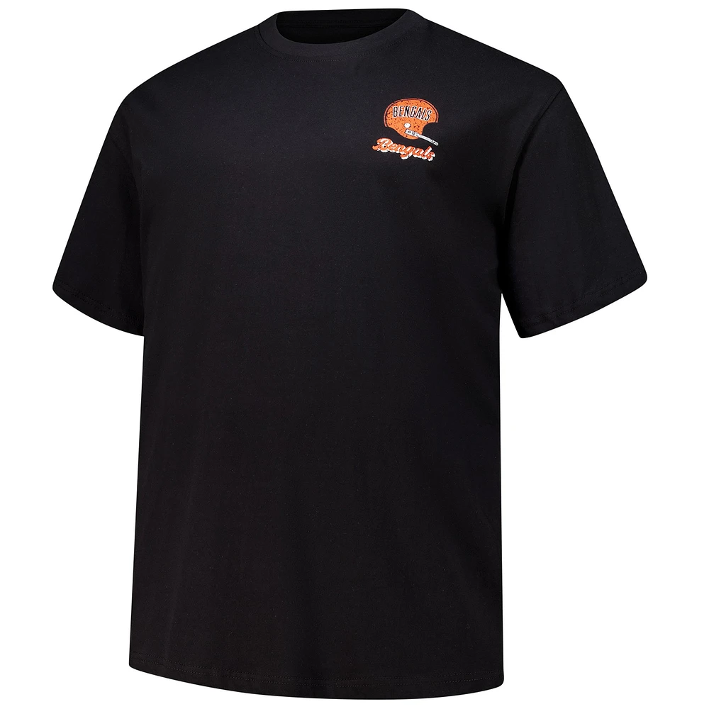 T-shirt rétro Fanatics pour hommes avec logo Cincinnati Bengals Big & Tall noir