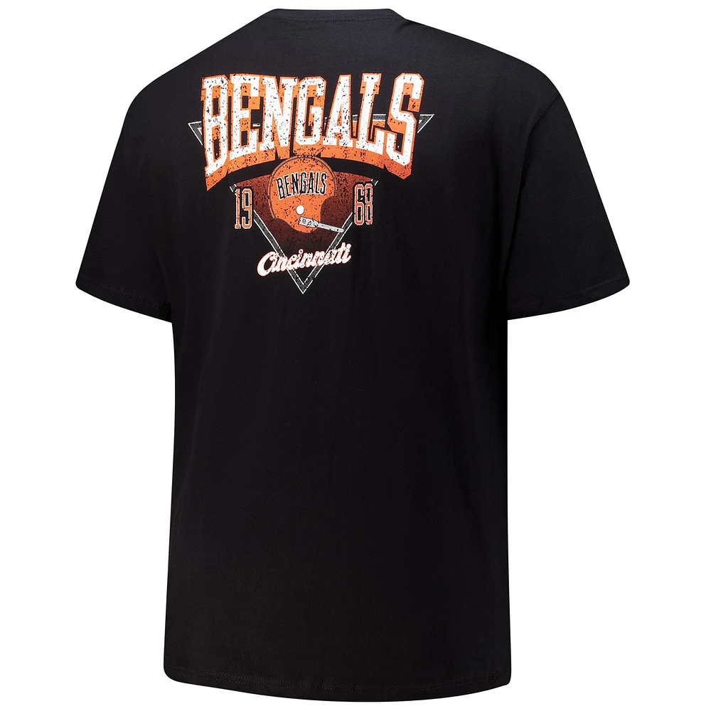 T-shirt rétro Fanatics pour hommes avec logo Cincinnati Bengals Big & Tall noir