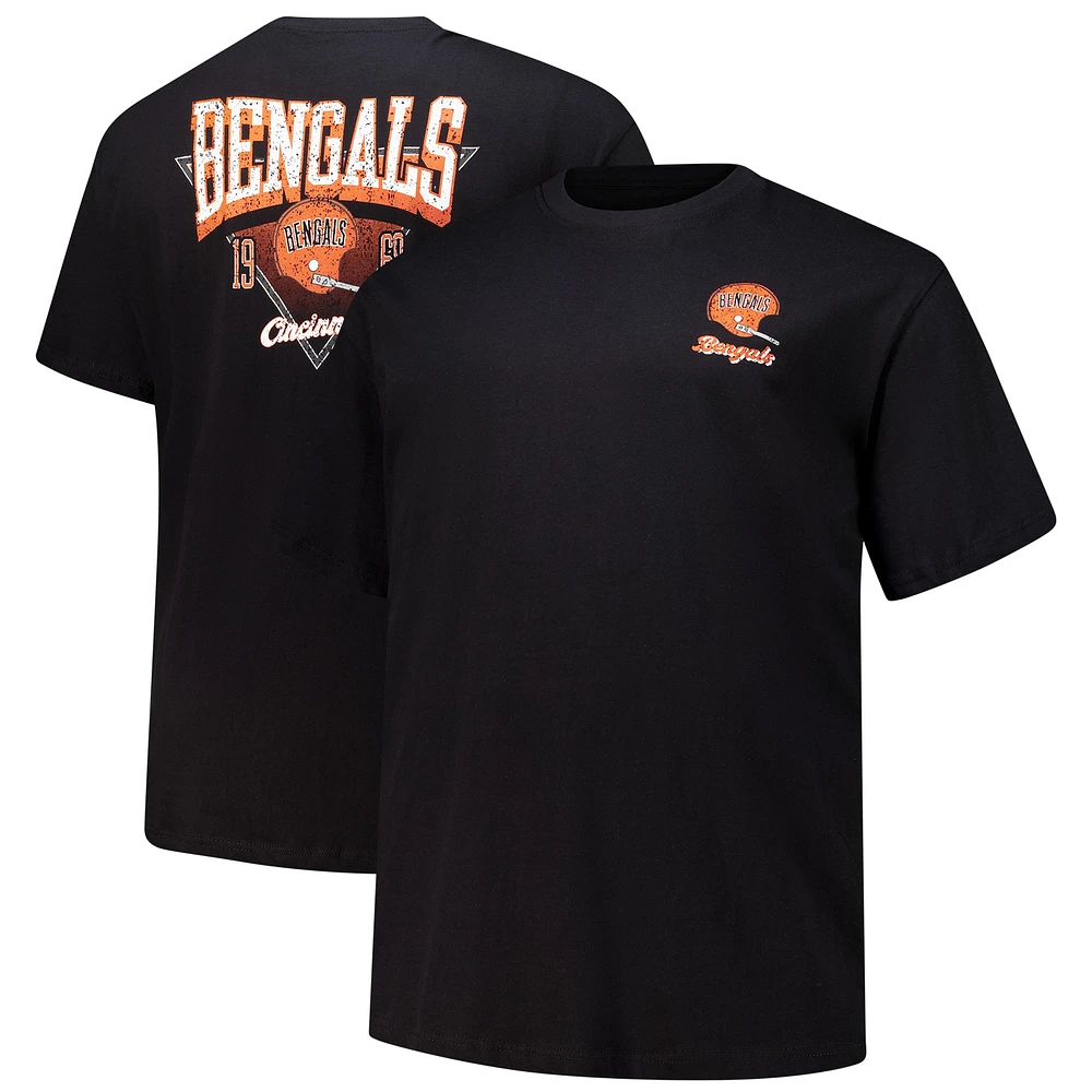 T-shirt rétro Fanatics pour hommes avec logo Cincinnati Bengals Big & Tall noir