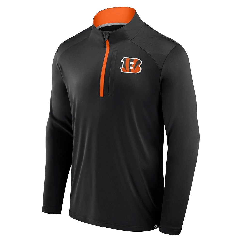 Men's Fanatics Black Cincinnati Bengals Defender Long Sleeve Quarter-Zip Jacket