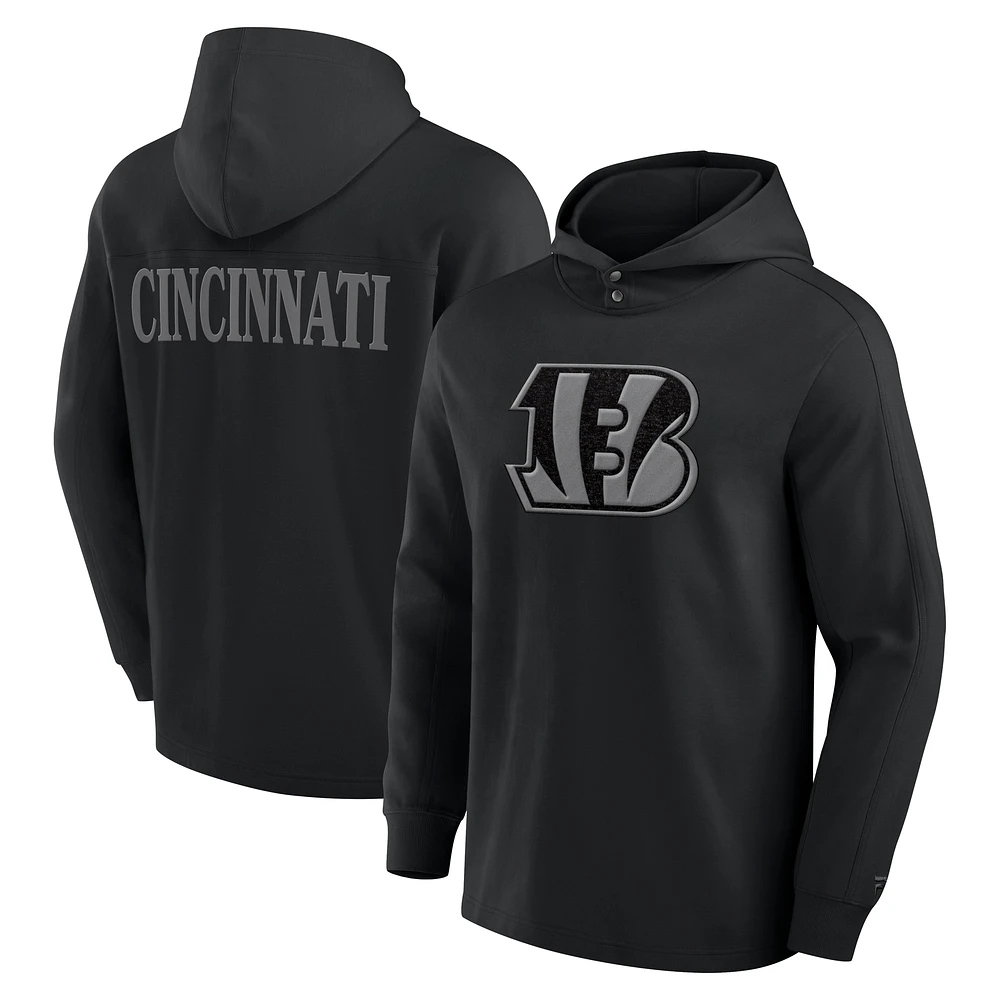 T-shirt à capuche manches longues noir Cincinnati Bengals Elements Blaze Tri-Blend pour hommes Fanatics