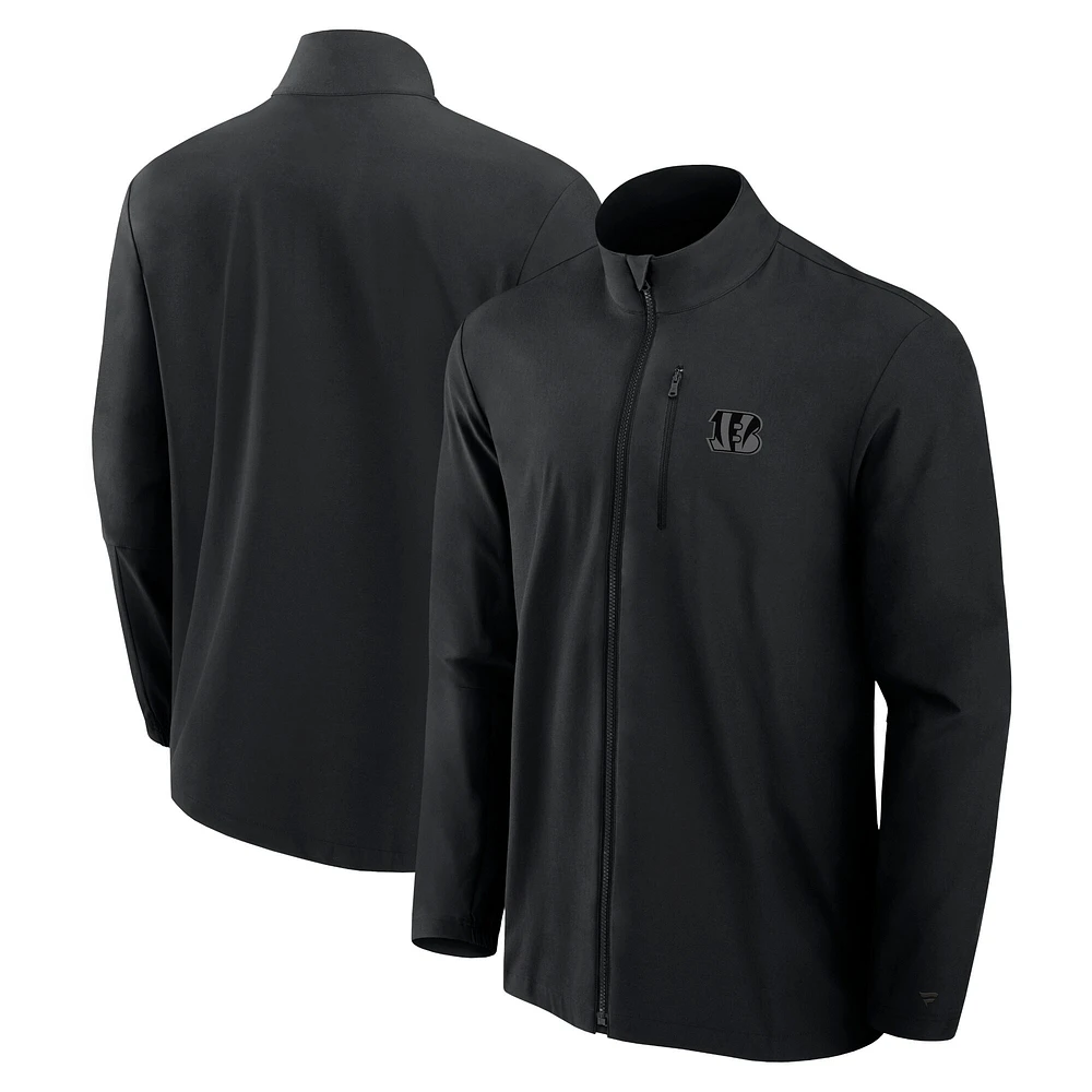 Men's Fanatics Black Cincinnati Bengals Front Office Micro Tonal Full-Zip Jacket