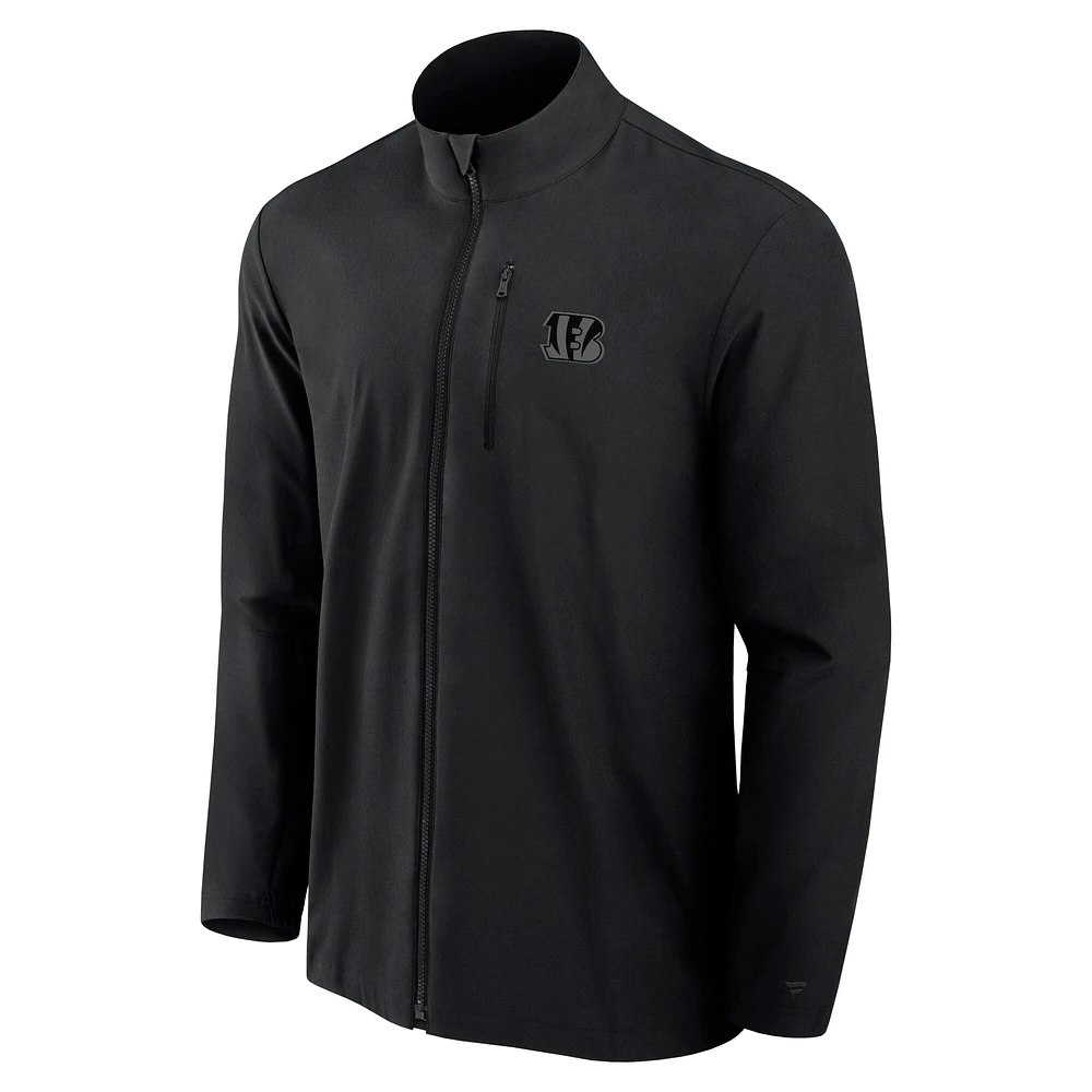 Men's Fanatics Black Cincinnati Bengals Front Office Micro Tonal Full-Zip Jacket
