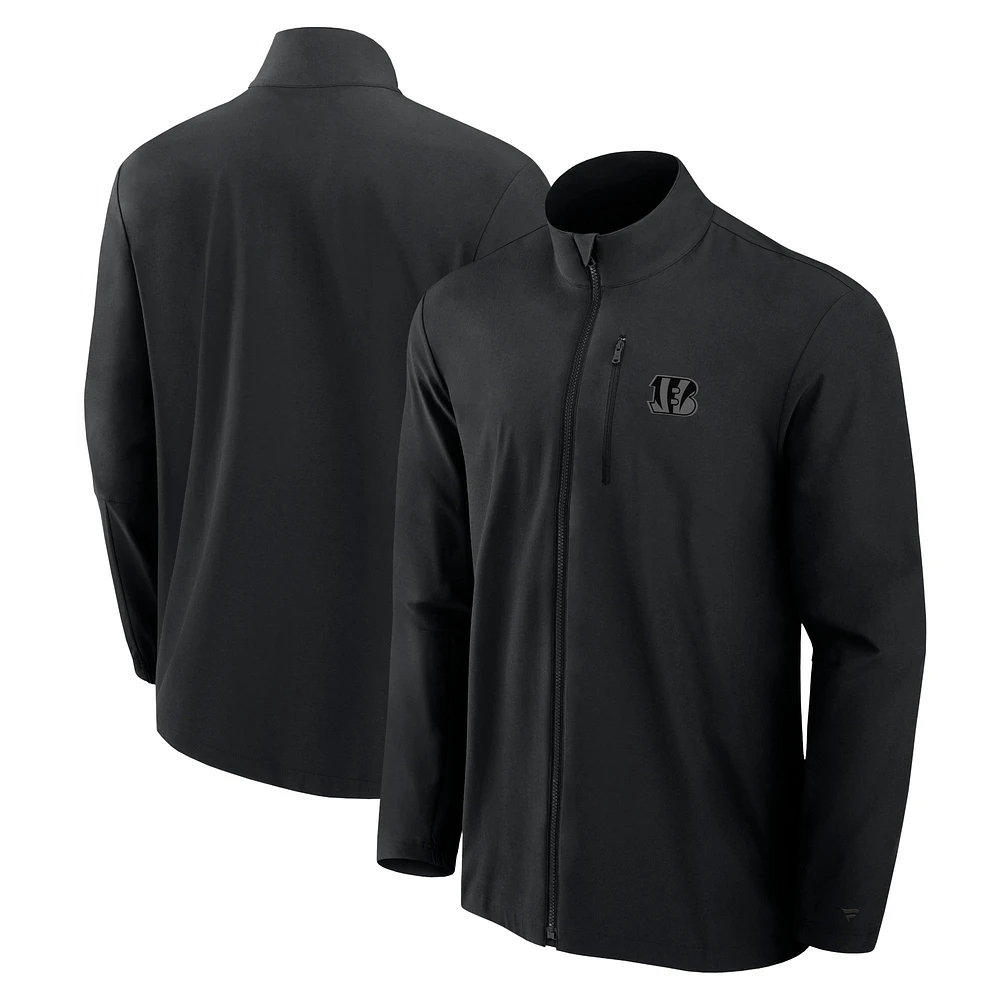 Men's Fanatics Black Cincinnati Bengals Front Office Micro Tonal Full-Zip Jacket