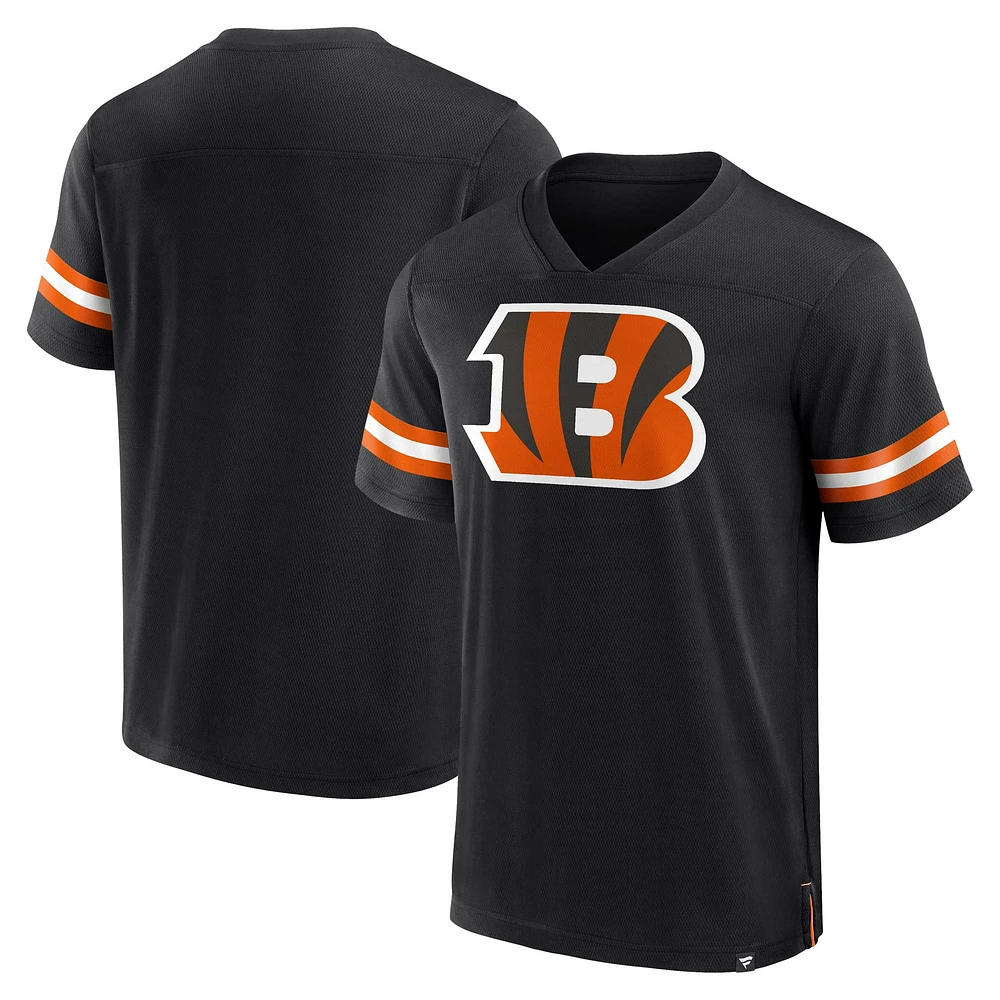 T-shirt noir à col en V Fanatics pour hommes des Bengals de Cincinnati jersey