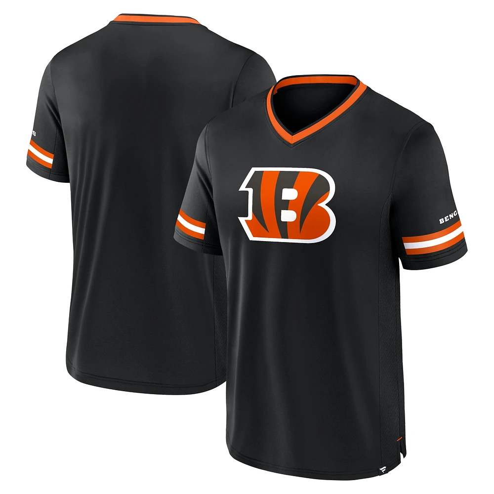 T-shirt à rayures Fanatics pour homme, noir, avec logo superposé, Cincinnati Bengals