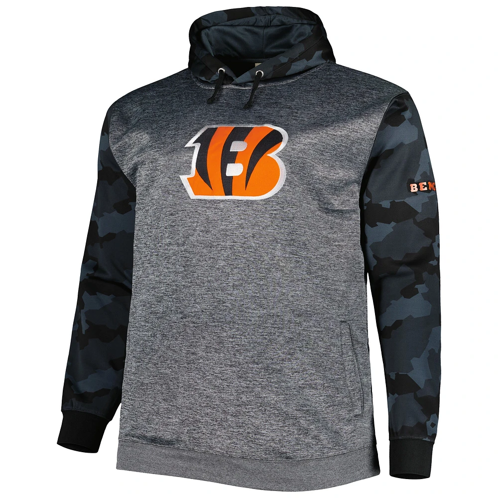 Chandail à capuchon camouflage Big & Tall Fanatics Heather Charcoal pour hommes des Bengals de Cincinnati