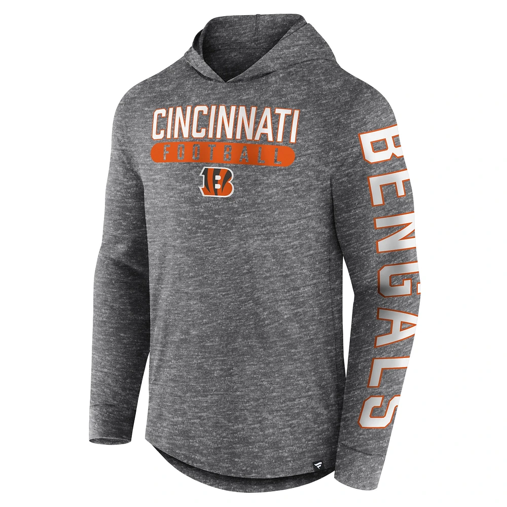 Men's Fanatics Heather Charcoal Cincinnati Bengals Pill Stack Long Sleeve Hoodie T-Shirt