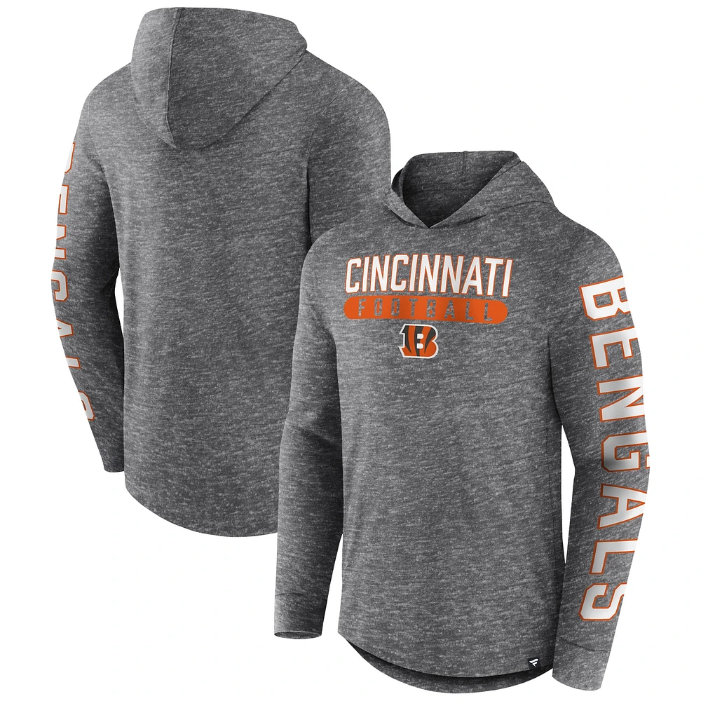 Men's Fanatics Heather Charcoal Cincinnati Bengals Pill Stack Long Sleeve Hoodie T-Shirt