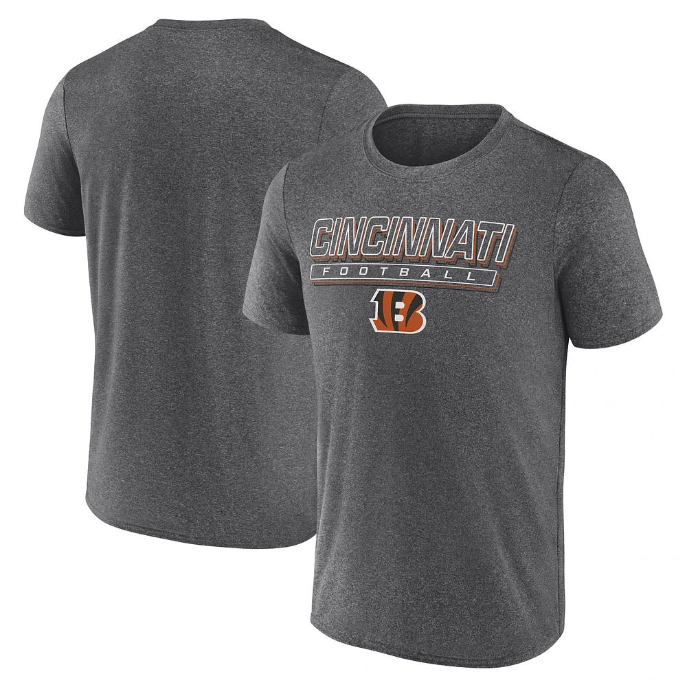 T-shirt à manches longues Fanatics Heather Charcoal Cincinnati Bengals Quick Repeat pour homme