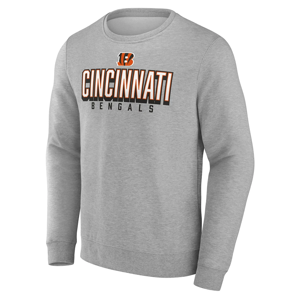 Men's Fanatics Heather Gray Cincinnati Bengals Bold Move Pullover Sweatshirt