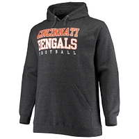 Men's Fanatics Heathered Charcoal Cincinnati Bengals Big & Tall Practice Pullover Hoodie