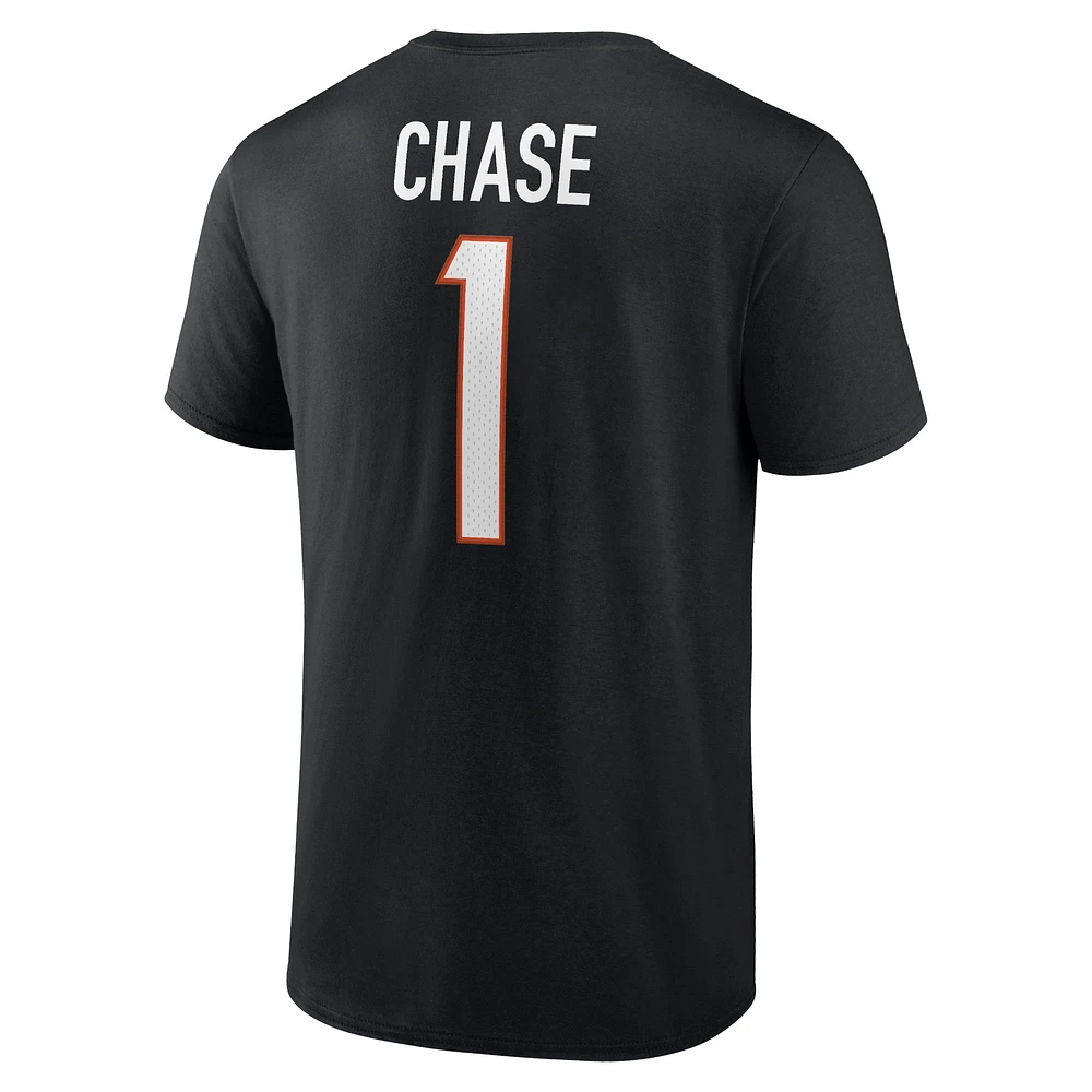 Men's Fanatics Ja'Marr Chase Black Cincinnati Bengals Player Icon Name & Number T-Shirt