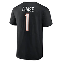 T-shirt noir avec nom et numéro du joueur des Bengals de Cincinnati Fanatics Ja'Marr Chase pour hommes