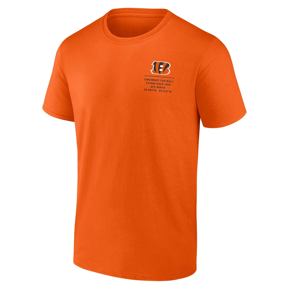 T-shirt Fanatics Orange Cincinnati Bengals Repeat Stats pour hommes