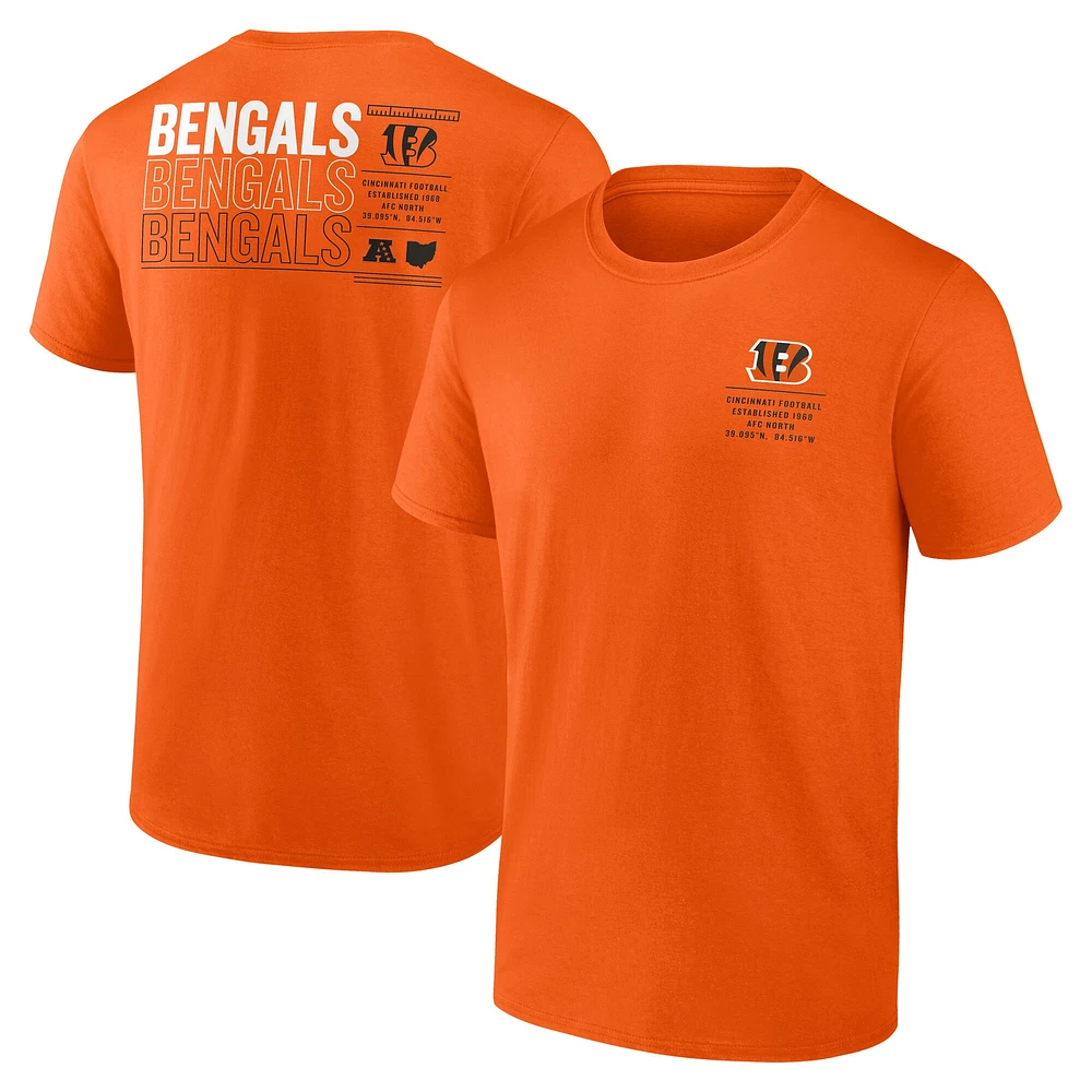 T-shirt Fanatics Orange Cincinnati Bengals Repeat Stats pour hommes