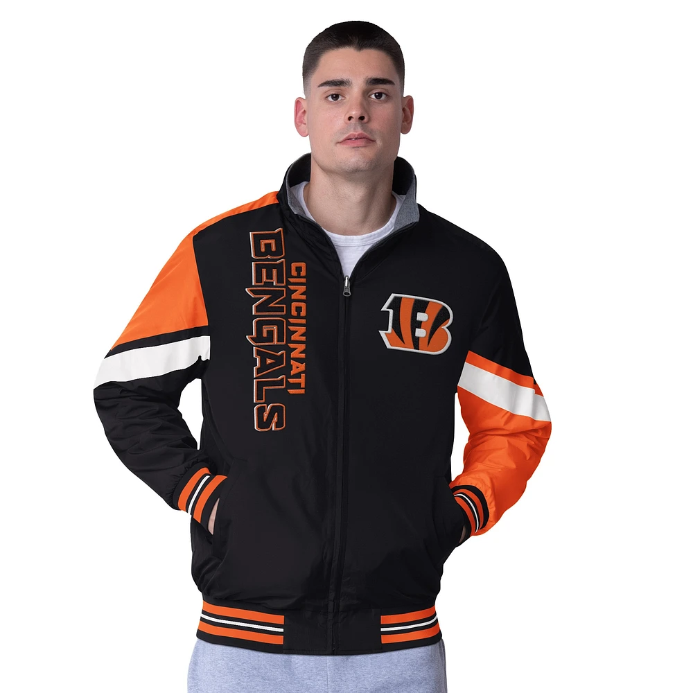 Veste réversible entièrement zippée G-III Extreme Black Cincinnati Bengals Strong Arm pour homme