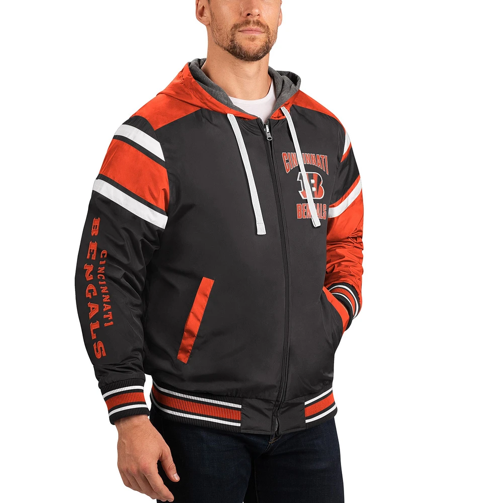 G-III Sports by Carl Banks pour homme Noir/Gris Cincinnati Bengals Extreme Full Back Sweat à capuche réversible Full-Zip Jacket