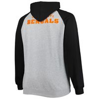 Men's Heather Gray Cincinnati Bengals Big & Tall Fleece Raglan Full-Zip Hoodie Jacket