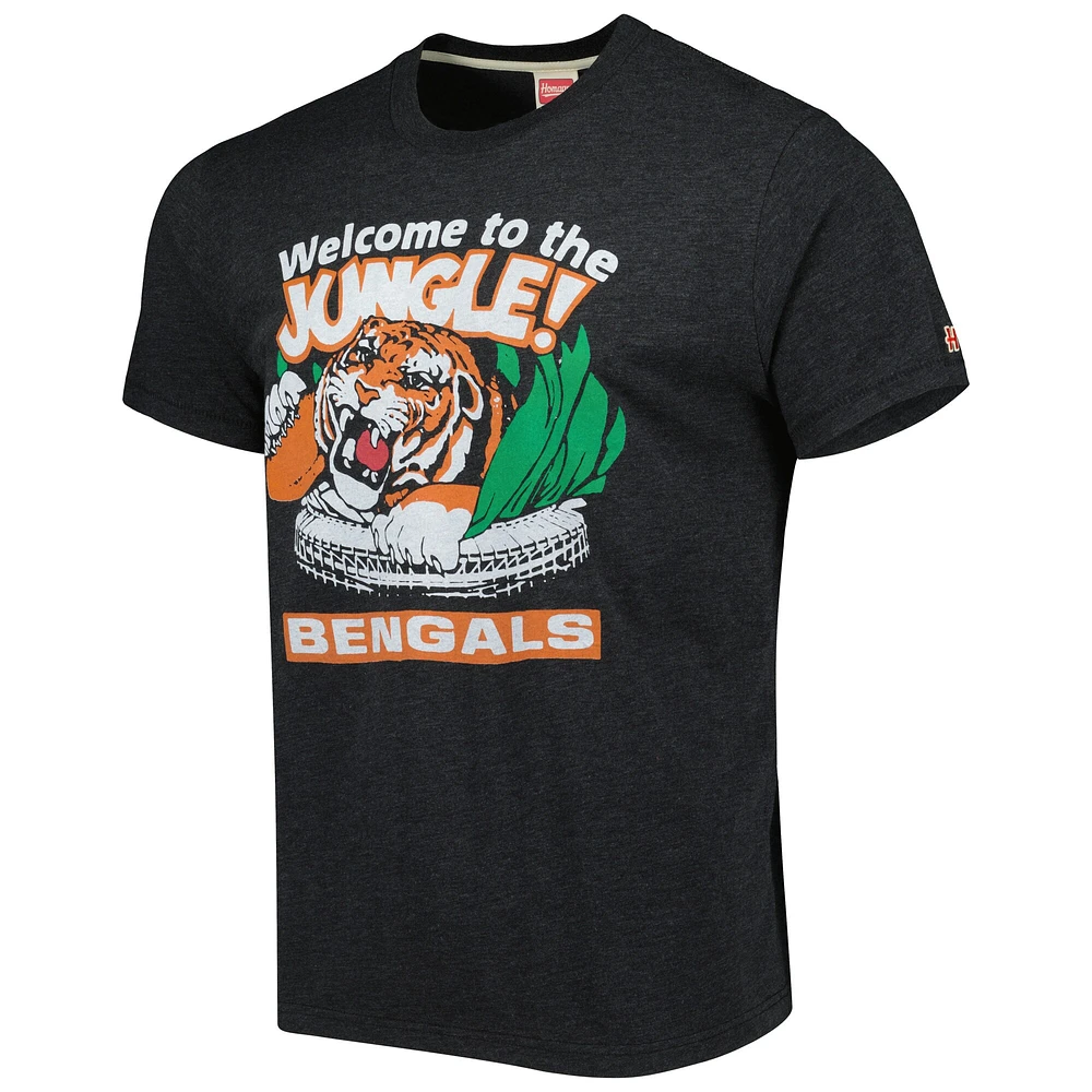 Men's Homage Charcoal Cincinnati Bengals Stadium Tri-Blend T-Shirt